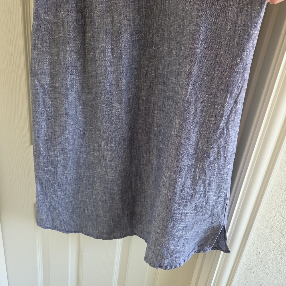 St. Tropez West 100% Linen Blue Chambray Halter Mini Dress Size M Vacation - Picture 4 of 6